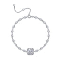 Jewelry wholesale 1.0 ct D/VVS1 Moissanite Halo Bracelet with Zircon Station Chain – 18 K White-Gold Vermeil 925 Silver, 16–21 cm Adjustable
