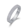Jewelry wholesale Wholesale Moissanite  D/VVS1 Three-Row Pavé Eternity Band – 18K White Gold Vermeil on 925 Silver,GRA Certified