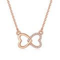 Jewelry wholesale Wholesale Moissanite 0.10 ct D/VVS1 Twin-Heart Pendant Necklace- White / Yellow / Rose 18 K Vermeil on 925 Silver, GRA Certified