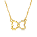 Jewelry wholesale Wholesale Moissanite 0.10 ct D/VVS1 Twin-Heart Pendant Necklace- White / Yellow / Rose 18 K Vermeil on 925 Silver, GRA Certified