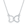 Jewelry wholesale Wholesale Moissanite 0.10 ct D/VVS1 Twin-Heart Pendant Necklace- White / Yellow / Rose 18 K Vermeil on 925 Silver, GRA Certified