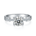 Jewelry wholesale Wholesale Moissanite D/VVS1 Round Cut Four-Prong Halo Engagement Ring with Pavé Shoulders – 18K White Gold Vermeil on 925 Silver, GRA Certified