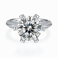 Jewelry wholesale Wholesale Moissanite 5CT D/VVS1 Round Cut Six-Prong Halo Engagement Ring with Pavé Shoulders – 18K White Gold Vermeil on 925 Silver, GRA Certified