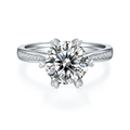 Jewelry wholesale Wholesale Moissanite 3CT D/VVS1 Round Cut Six-Prong Halo Engagement Ring with Pavé Shoulders – 18K White Gold Vermeil on 925 Silver, GRA Certified