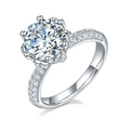 Jewelry wholesale Wholesale Moissanite 3CT D/VVS1 Round Cut Six-Prong Halo Engagement Ring with Pavé Shoulders – 18K White Gold Vermeil on 925 Silver, GRA Certified