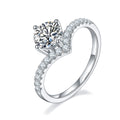 Jewelry wholesale 1.26 CTW D/VVS1 Round Cut Solitaire Moissanite Ring – Pavé Band, 18K White Gold Vermeil on 925 Silver