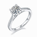 Jewelry wholesale Wholesale Moissanite 1CT D/VVS1 Round Cut Four-Prong Pavé Shoulder Engagement Ring – 18K White Gold Vermeil on 925 Silver, GRA Certified