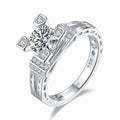 Jewelry wholesale Wholesale Moissanite 1CT D/VVS1 Round Cut Four-Prong Pavé Shoulder Engagement Ring – 18K White Gold Vermeil on 925 Silver, GRA Certified