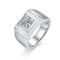 Jewelry wholesale Moissanite 1CT D/VVS1 Round-Cut  Matte Panel Bezel Solitaire Men’s Ring – 18K White Gold Vermeil on 925 Silver, GRA Certified