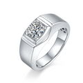 Jewelry wholesale Moissanite 1CT D/VVS1 Round-Cut  Solitaire Square-Top Men’s Ring – 18K White Gold Vermeil on 925 Silver，GRA Certified