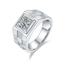 Jewelry wholesale Moissanite 1CT D/VVS1 Round Cut Solitaire Men’s Ring – 18K White Gold Vermeil on 925 Silver, GRA Certified