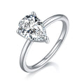Jewelry wholesale 2.0 CTW D/VVS1 Pear Cut Moissanite Solitaire Ring –Three-Prong Setting in 18K White Gold Vermeil over 925 Sterling Silver