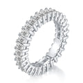 Jewelry wholesale 4.6 CTW D/VVS1 Baguette-Cut Moissanite Eternity Ring – Full Circle Band in 18K White Gold Vermeil over 925 Sterling Silver