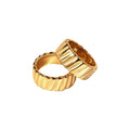 Jewelry wholesale Wholesale Chunky Ribbed Band Minimalist 304 Stainless Steel Ring – 18K Gold Plated , Waterproof