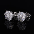 Jewelry wholesale Wholesale Trendy Flower-Shaped Pave Cubic Zirconia Stud Earrings