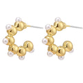 Jewelry wholesale Wholesale Stainless Steel Geometric Shape with Pearl Inlay Earrings