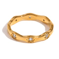 Jewelry wholesale Wholesale Starlight Eternity Minimalist 304 Stainless Steel Band Ring – 18K Gold Plated, Waterproof