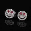 Jewelry wholesale Wholesale Hip Hop Iced Out Smiley Face Stud Earrings, 925 Sterling Silver Post