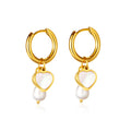 Jewelry wholesale Wholesale Pearl Heart Shaped Stainless Steel Earrings
