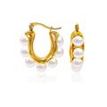 Jewelry wholesale Wholesale Pearl Hoop Earrings 18K Gold Plated Fashion Jewelry