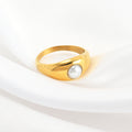 Jewelry wholesale Pearl Dome Ring Stainless Steel PVD Dainty Wholesale Jewelry