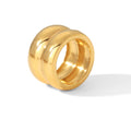 Jewelry wholesale Wholesale Double‑Groove Chunky 304 Stainless Steel Band Ring – 18K Gold Plated, Waterproof