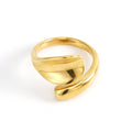Jewelry wholesale Wholesale Wrap Rround Chunky Abstract 304 Stainless Steel Open Adjustable Ring – 18K Gold Plated, Waterproof