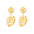 Jewelry wholesale Wholesale Stainless Steel  Leaf Shaped Micro Inlaid Zircon Earrings