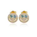 Jewelry wholesale Wholesale Hip Hop Iced Out Smiley Face Stud Earrings, 925 Sterling Silver Post