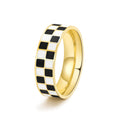 Jewelry wholesale Wholesale Checkerboard Retro 304 Stainless Steel Spinner Anxiety Ring, Waterproof