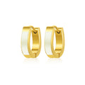 Jewelry wholesale Wholesale Geometric Hoop Earrings White Shell Inlay Stainless Steel 18K Gold Plated