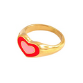 Jewelry wholesale Wholesale Two Tone Heart Classic 304 Stainless Steel Signet Ring – 18K Gold Plated, Waterproof