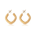 Jewelry wholesale Wholesale Stainless Steel Geometric Spiral Textured Hoop Earrings