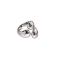 Jewelry wholesale Wholesale Sculptural Teardrop Statement 304 Stainless Steel Open Adjustable Ring – 18K Gold Plated, Waterproof