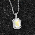 Jewelry wholesale Wholesale Mocha Fluorescent Square Solid Cubic Zirconia Colorful Hip Hop Pendant Necklace, Chain 24in