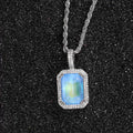 Jewelry wholesale Wholesale Mocha Fluorescent Square Solid Cubic Zirconia Colorful Hip Hop Pendant Necklace, Chain 24in