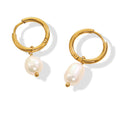 Jewelry wholesale Stainless Steel Freshwater Pearl 18K Gold Earrings