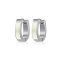 Jewelry wholesale Wholesale Geometric Hoop Earrings White Shell Inlay Stainless Steel 18K Gold Plated