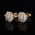 Jewelry wholesale Wholesale Trendy Flower-Shaped Pave Cubic Zirconia Stud Earrings