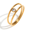 Jewelry wholesale Double Band Ring Stainless Steel 18K Gold Plated Zircon Minimalist Wholesale Jewelry