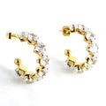 Jewelry wholesale C Shape Square Inlaid Zircon Stainless Steel Stud Earrings