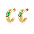 Jewelry wholesale Wholesale Anti Allergy Material Gold Plated Green Zircon Earrings