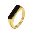 Jewelry wholesale Wholesale Rectangle Inlay Minimalist 304 Stainless Steel Signet Ring, Waterproof
