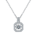 Jewelry wholesale Wholesale Moissanite 0.50 CTW D/VVS1 Round Cut Geo-Halo Pendant Necklace — Pavé CZ Frame, White-Gold Plated 925 Silver, 45 cm, GRA Certified
