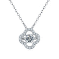 Jewelry wholesale 0.50 CT · D/VVS1 Round Moissanite Dancing Clover Pendant Necklace — Pavé CZ Halo, White-Gold-Plated 925 Silver, 45 cm