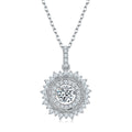 Jewelry wholesale Wholesale Moissanite 0.50 CT · D/VVS1 Round-Cut Sunburst Halo Pendant — Double Halo, 18 K White-Gold Vermeil (2.5 µm) on S925 Silver, 45 cm Chain Included, GRA Certified