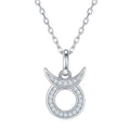 Jewelry wholesale Wholesale Moissanite 0.125 CT D/VVS1 Taurus Necklace — Zodiac Symbol Pendant, 18 K White-Gold Vermeil (2.5 µm) on S925 Silver, 45 cm Chain Included, GRA Certified