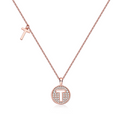 Jewelry wholesale Wholesale Moissanite D/VVS1 Initial "T" Pendant Necklace—18 K Rose-Gold Vermeil on 925 Silver • 45 cm Chain, GRA Certified
