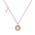 Jewelry wholesale Wholesale Moissanite D/VVS1 Initial "V" Pendant Necklace—18 K Rose-Gold Vermeil on 925 Silver • 45 cm Chain, GRA Certified
