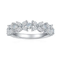 Jewelry wholesale Wholesale Moissanite D/VVS1 Round Bezel & Marquise-Inspired Four-Prong Half-Eternity Band – 18K White Gold Vermeil on 925 Silver, GRA Certified